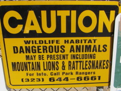 Dangerous animals sign in Griffith Park