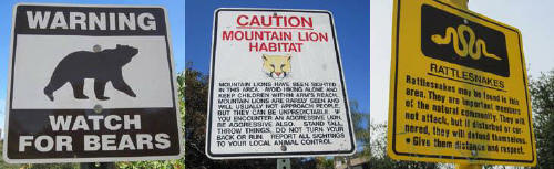 Animal warning signs, Marshall Canyon