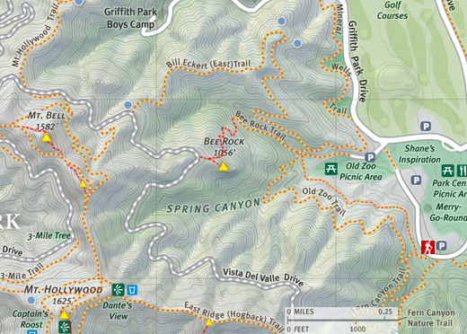 Bee Rock, Mt Bell Map