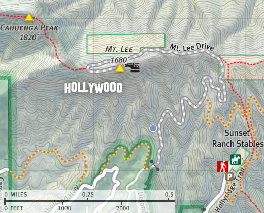 Hike to the Hollywood sign - Mt. Lee Map