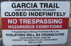 Garcia Trail Closure Sign