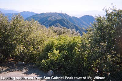 View southeast toward Mt. Wilson (5710') with San Jacinto in the distance left and Saddleback to the right