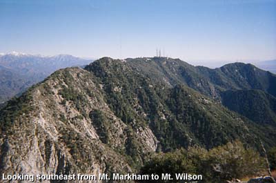 View southeast toward Mt. Wilson and Mt. Harvard with their array of communications and astronomical equipment