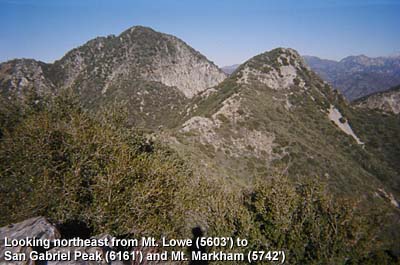 northeast toward San Gabriel Peak and Mt. Markham from Mt. Lowe