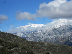 Winter snow on Mount Islip seen from Glendora Mountain Road