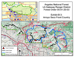 Arroyo Seco Front Country Closure Map
